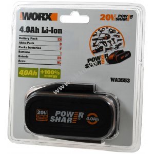 WORX Akku WA3664 20V 4,0Ah Li-Ion