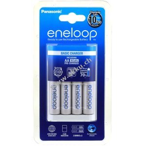 Ladegert Panasonic eneloop BQ-CC18 inkl. 4x Akku Panasonic eneloop AA 1900mAh