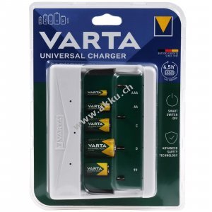 VARTA Akku Universal-Ladegert fr AA, AAA, C, D oder 1x 9V NiMH Akkus