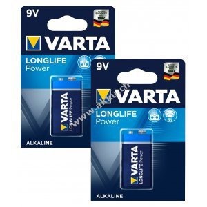 2 Batterien Varta Typ 6LF22, PP3, 6LR61, 9V-Blockbatterie 2x 1er Blister