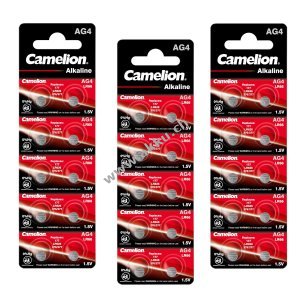 30x Camelion Knopfzelle LR66 / AG4 / G4 / LR626 / 177 / SR626W / GP77A / 377