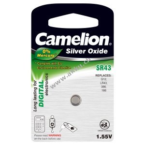 Camelion Silberoxid-Knopfzelle SR43 / G12 / 386 / LR43 / 186 1er Blister