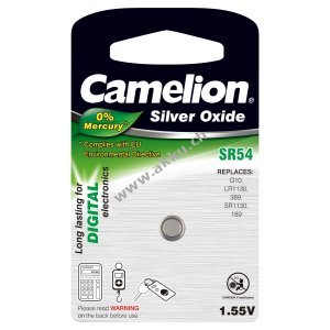 Camelion Silberoxid-Knopfzelle SR54 / G10 / LR1130 / 389 / SR1130 / 189 1er Blister