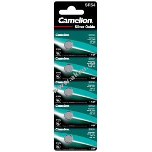 Camelion Silberoxid-Knopfzelle SR54 7 G10 / LR1130 / 389 / SR1130 / 189 5er Blister