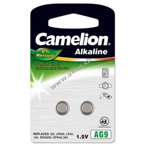 Camelion Knopfzelle 394 LR45 LR936 AG9 SR936W 2er Blister