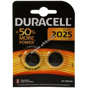 Lithium Knopfzelle Duracell CR2025 DL2025 2er Blister