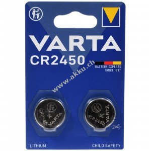 Varta Lithium Knopfzelle CR2450 DL2450 3V 2er Blister