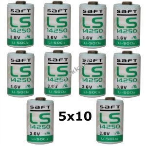 50x Lithium Batterie Saft LS14250 1/2AA 3,6Volt