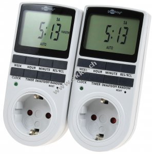 goobay Digitale programmierbare Zeitschaltuhr mit Schutzkontaktanschluss Typ F, 2er-Set Wei�