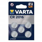 Lithium Knopfzelle, Batterie Varta CR 2016, IEC CR2016, ersetzt auch DL2016, 3V 5er Blister